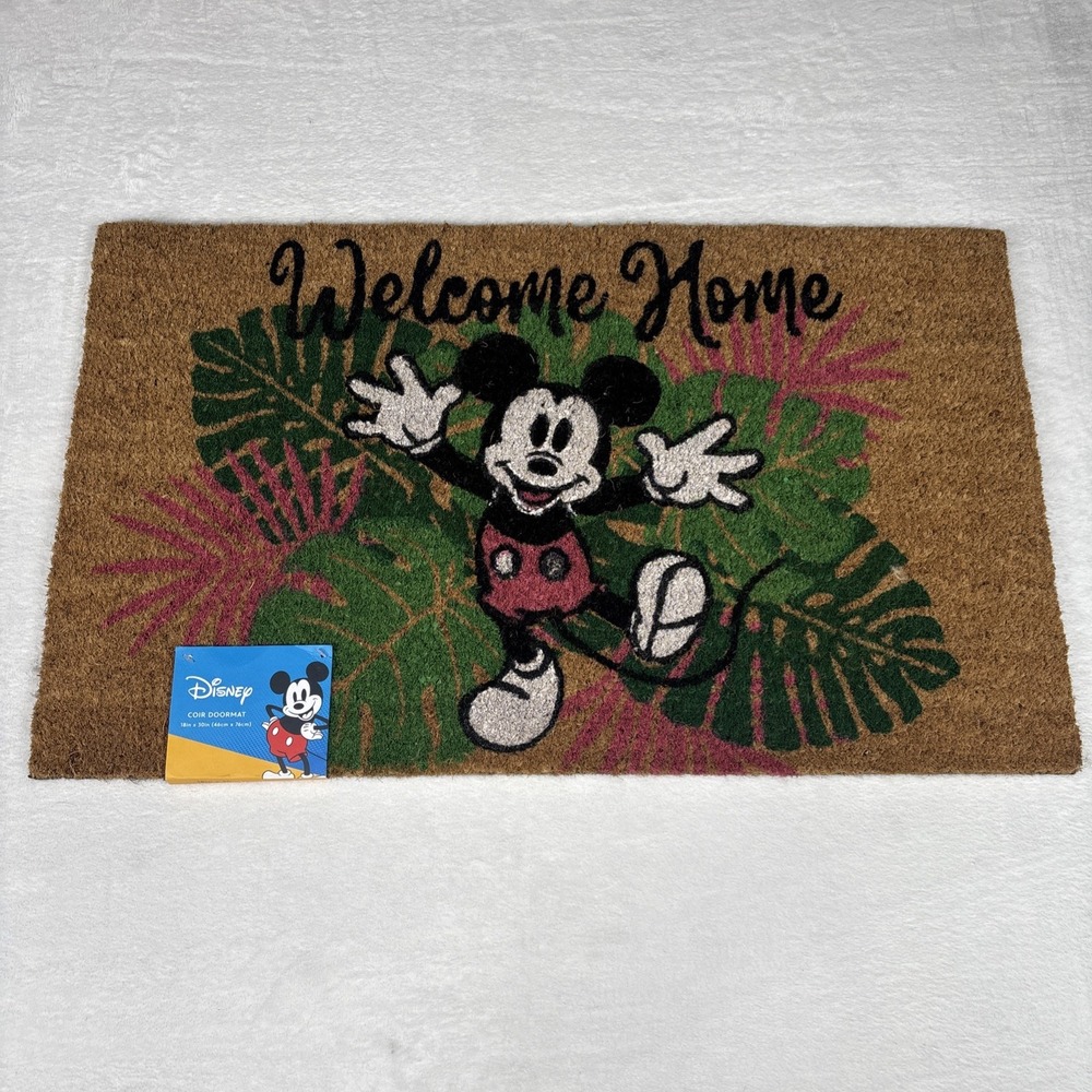 Disney Mickey Mouse Welcome Home Coir Doormat Brown Fall Autumn Rug 18x30 LOOK
